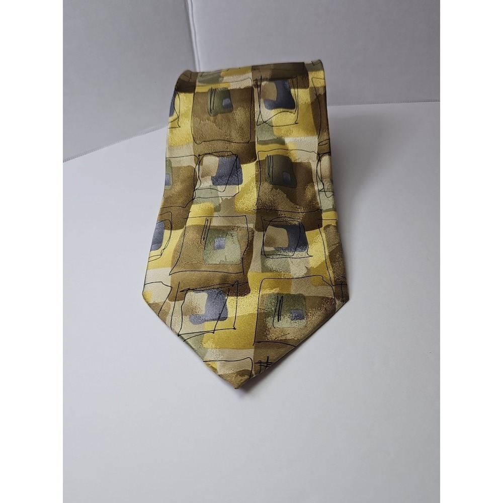 J.Garcia Mens Tie Green Multicolor Abstract Art‎ Squares Geometric Jerry Garcia